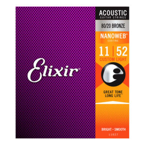 Elixir Nanoweb 80/20 Bronze Acoustic Guitar Strings - Custom Light - 11-52
