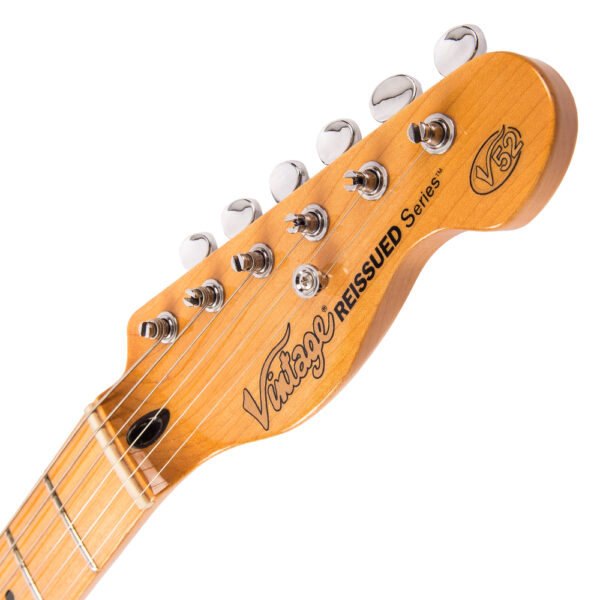 Vintage V52 Reissued Electric Guitar - Butterscotch - Headstock