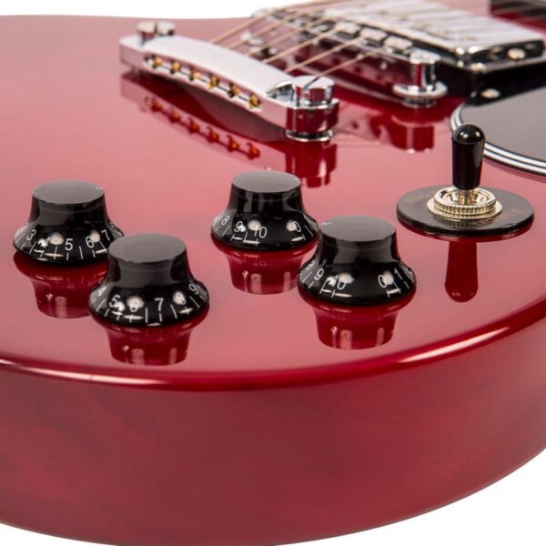 Vintage VS6 Reissued Electric Guitar - Cherry Red - Controls