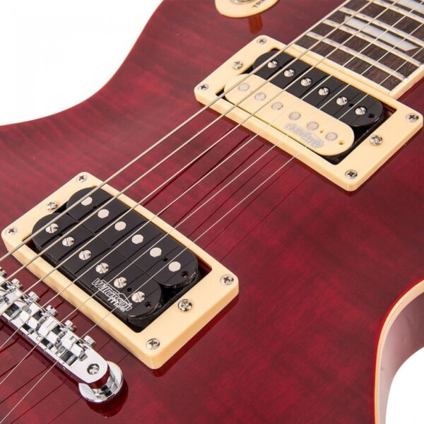 Vintage V100TWR Reissued Electric Guitar – Flamed Trans Wine Red - Pickups