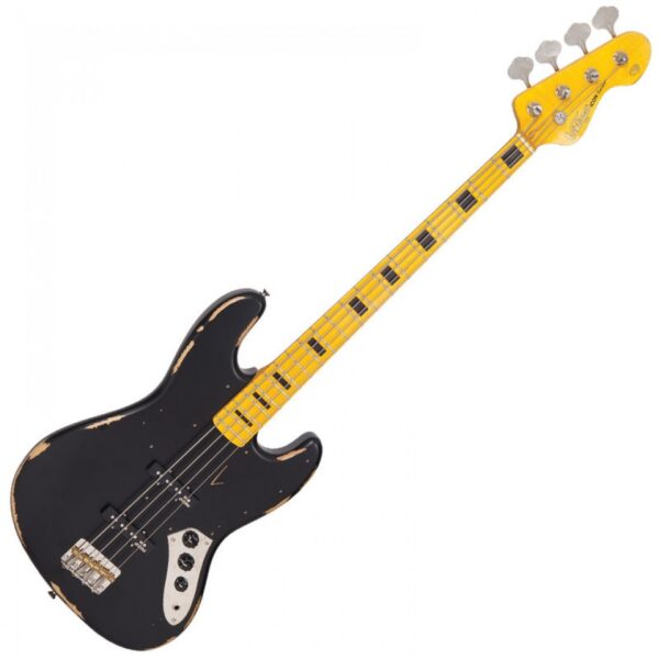 Vintage VJ74 ICON Bass Guitar - Distressed Black