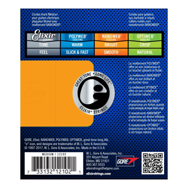 Elixir Nanoweb Electric Guitar Strings - Back