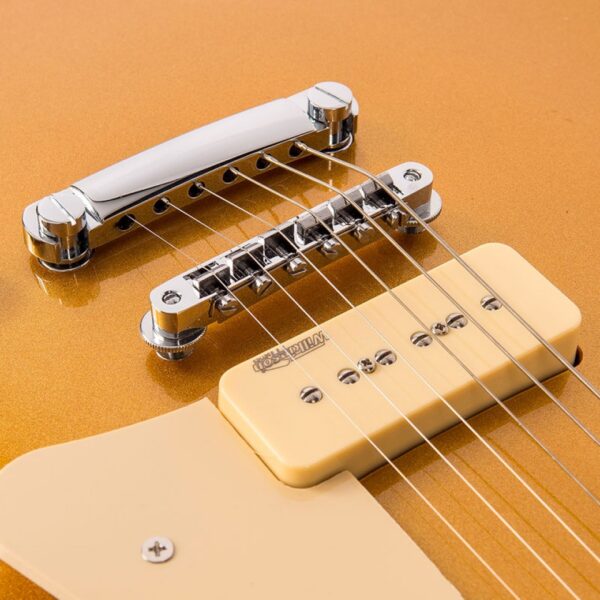 Vintage V100GT Reissued Electric Guitar - Gold Top - Bridge