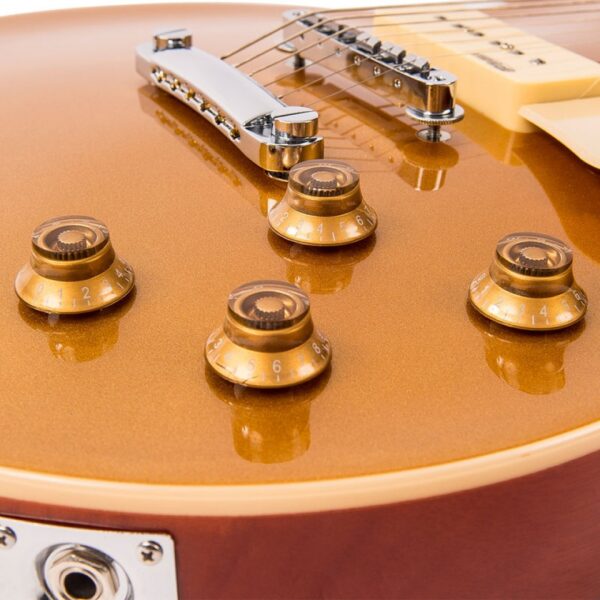 Vintage V100GT Reissued Electric Guitar - Gold Top - Controls