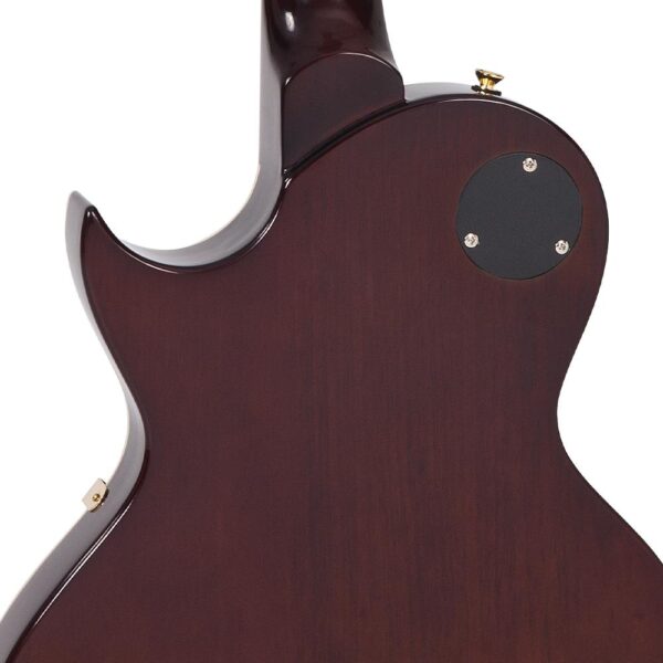Vintage V100TSB Reissued Electric Guitar - Tobacco Sunburst - Body Back