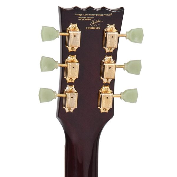 Vintage V100TSB Reissued Electric Guitar - Tobacco Sunburst - Machine Heads