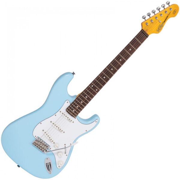 Vintage V6LB Reissued Electric Guitar - Laguna Blue - Front