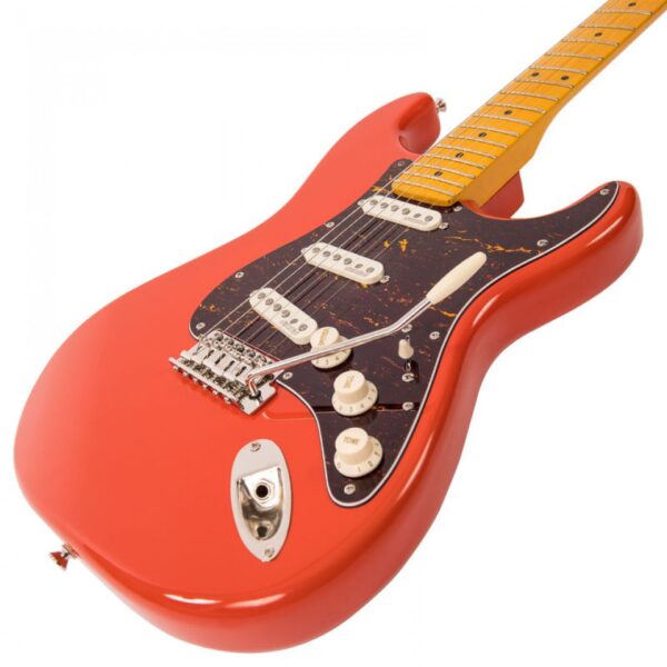 Vintage V6MFR Reissued Electric Guitar - Firenza Red - Body