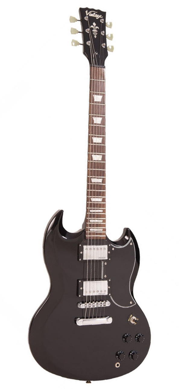 Vintage VS6B Reissued Electric Guitar - Gloss Black - Full