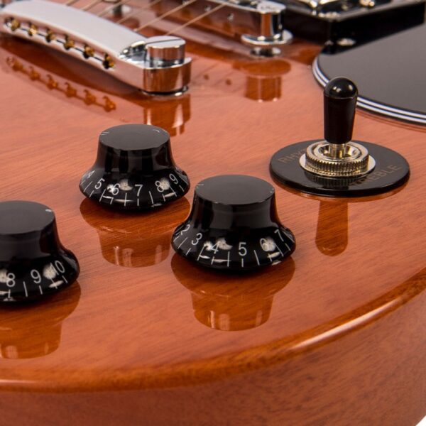 Vintage VS6M Reissued Electric Guitar - Natural Mahogany - Controls