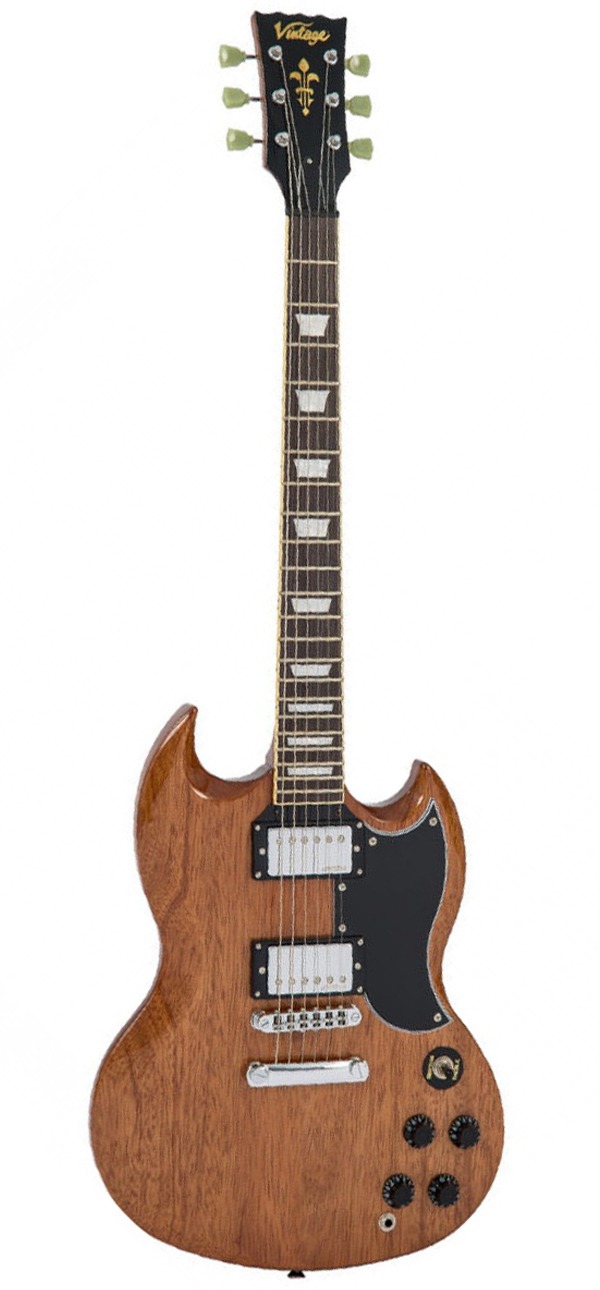 Vintage VS6M Reissued Electric Guitar - Natural Mahogany - Full