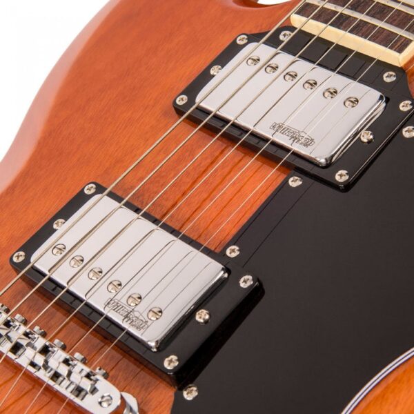 Vintage VS6M Reissued Electric Guitar - Natural Mahogany - Pickups