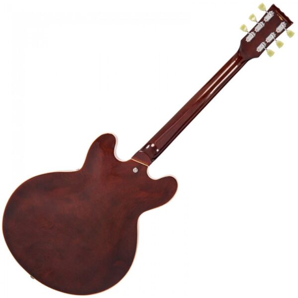 Vintage VSA500W Reissued Semi Acoustic Guitar - Natural Walnut - Back