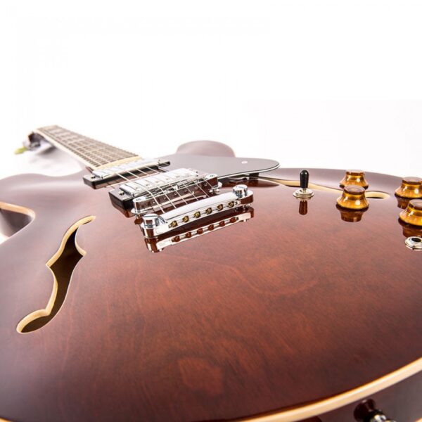 Vintage VSA500W Reissued Semi Acoustic Guitar - Natural Walnut - Grain