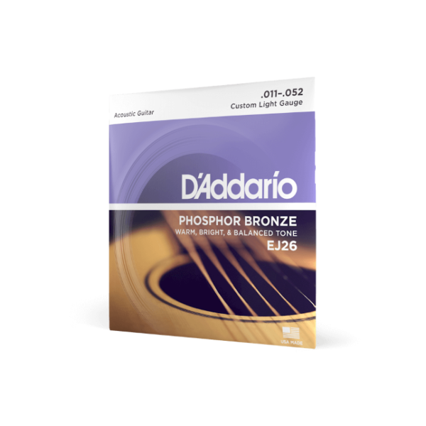 D'Addario EJ26 Phosphor Bronze Acoustic Guitar Strings - Custom Light - 11-52 - Pack