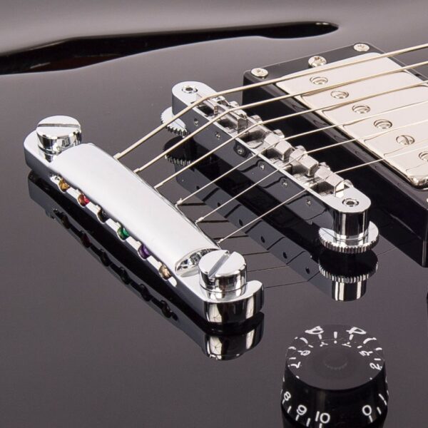 Fret-King Elise Semi Acoustic Guitar – Gloss Black - Tune-o-Matic Bridge