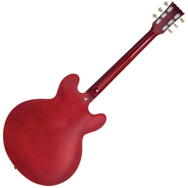 Vintage LVSA500CR Reissued Semi Acoustic Guitar - Left Hand Cherry Red - Back