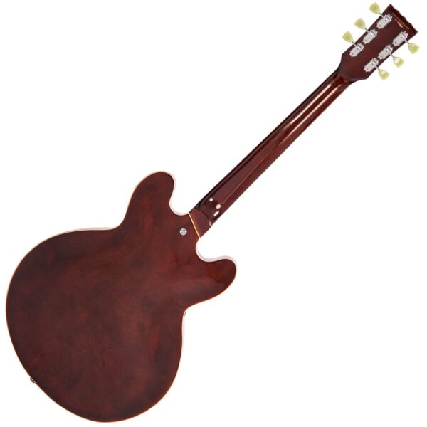 Vintage LVSA500W Reissued Semi Acoustic Guitar - Left Hand Natural Walnut - Back