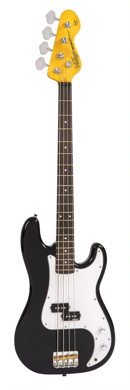 Vintage V4BK ReIssued Bass Guitar - Boulevard Black - Full