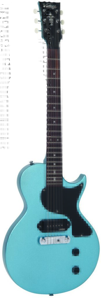 Vintage V120GHB Reissued Electric Guitar - Gun Hill Blue - Full