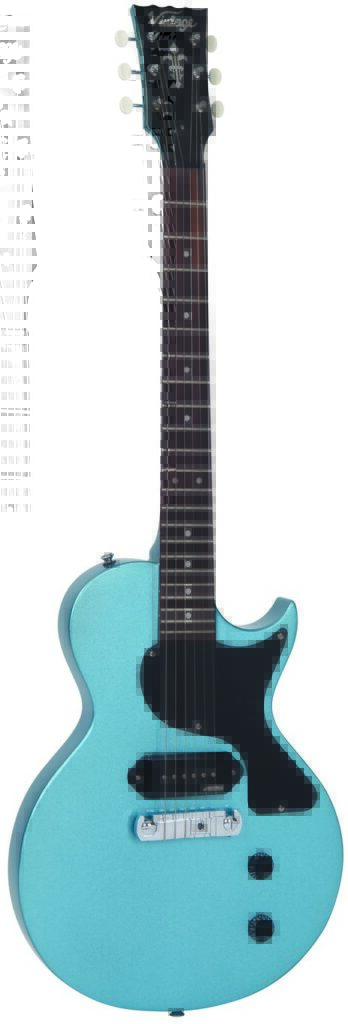 Vintage V120GHB Reissued Electric Guitar - Gun Hill Blue - Full
