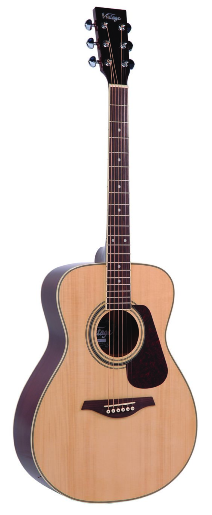 Vintage V300 Acoustic Folk Guitar - Natural - Full