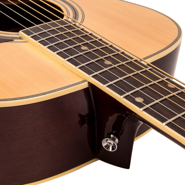 Vintage V300 Acoustic Folk Guitar - Natural - Neck