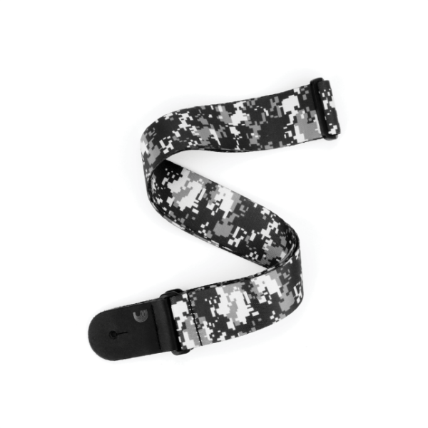 D'Addario Digital Camo Guitar Strap - Black