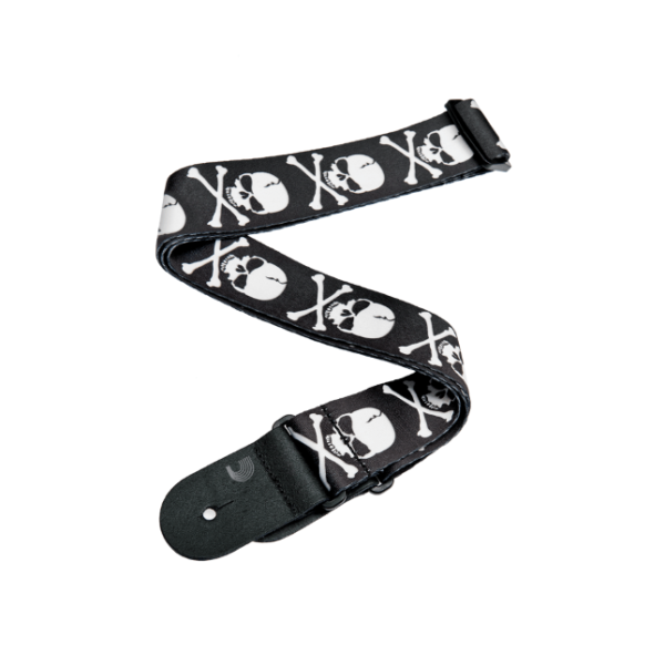 D'Addario Woven Guitar Strap - Cross Bone Skull