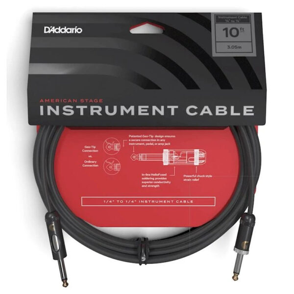D'Addario American Stage Kill Switch Instrument Cable – 10ft/3m