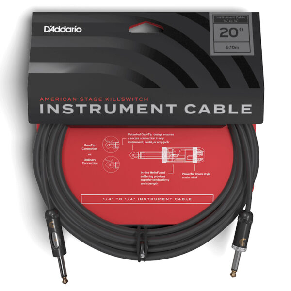 D'Addario American Stage Kill Switch Instrument Cable – 20ft/6m