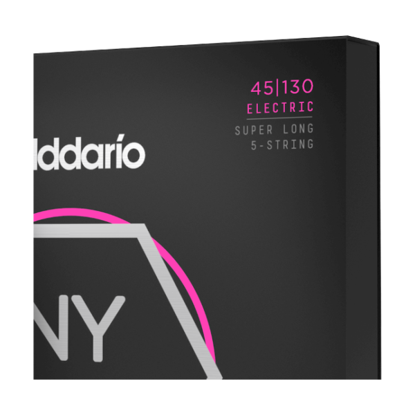 D'Addario NYXL45130SL 5-String Bass Guitar Strings - 45-130 - Super Long - Close Up