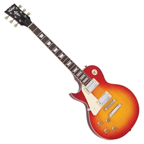 Vintage LV100CS Reissued Electric Guitar - Left Hand Cherry Sunburst