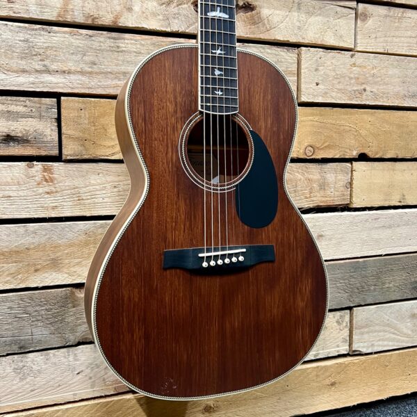PRS SE P20E Tonare Parlour Electro-Acoustic Guitar - Satin Mahogany - Angle 1