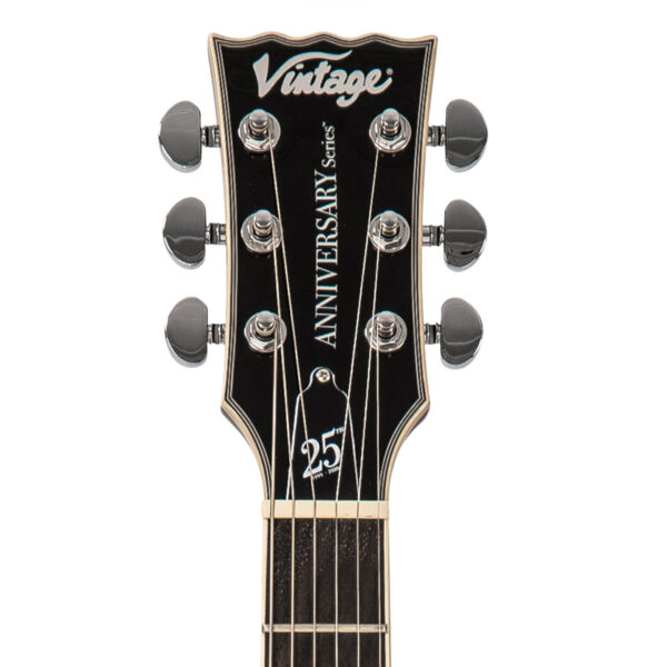 Vintage VS6SVB 25th Anniversary Series Electric Guitar - Silver Burst - Headstock