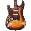 Vintage V6H ICON HSS Electric Guitar - Left Hand Distressed Sunburst - Body