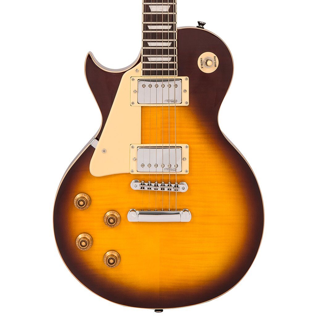 Vintage LV100IT Reissued Electric Guitar - Left Hand Flamed Iced Tea - Body