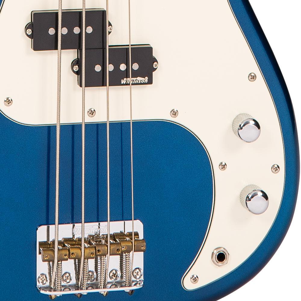 Vintage V4BBL Reissued Bass Guitar - Bayview Blue - Wilkinson Pickups