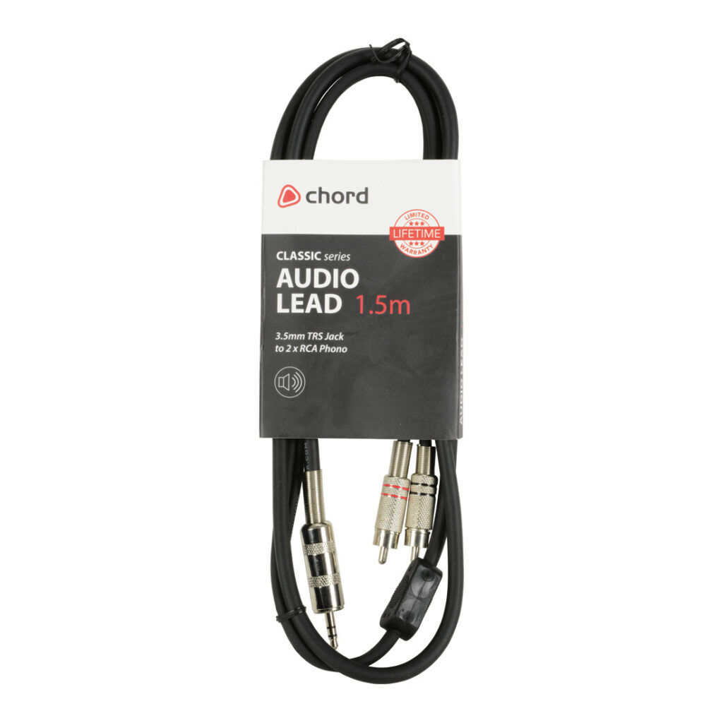 Chord Classic Audio Lead 3.5mm TRS Jack Plug to 2 x RCA Plugs 5ft/1
