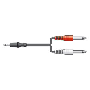 AV:LINK 3.5mm Stereo Plug to 2 x 6.3mm Mono Plugs Lead - 1.2m