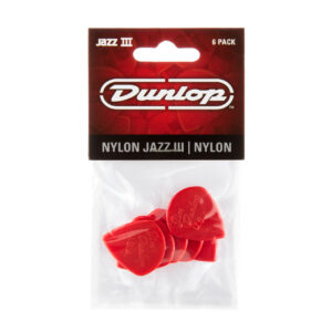 Dunlop Nylon Jazz III Red Guitar Plectrum - 1.14mm - Pack