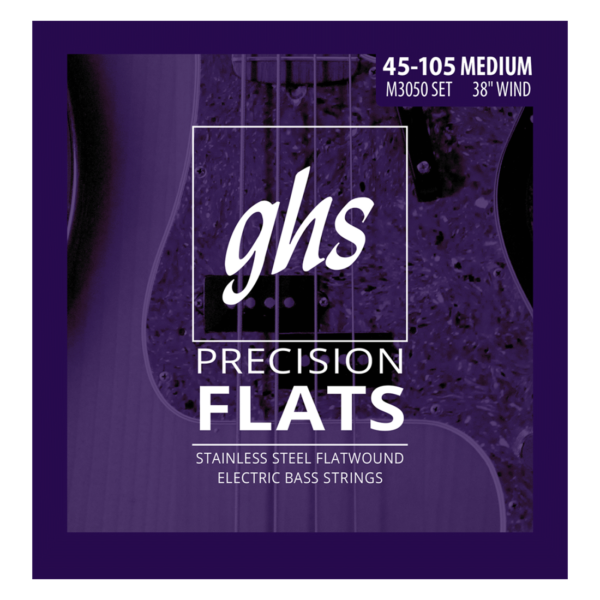 GHS M3050 Precision Flats Flatwound Bass Guitar Strings - Medium - 45-105