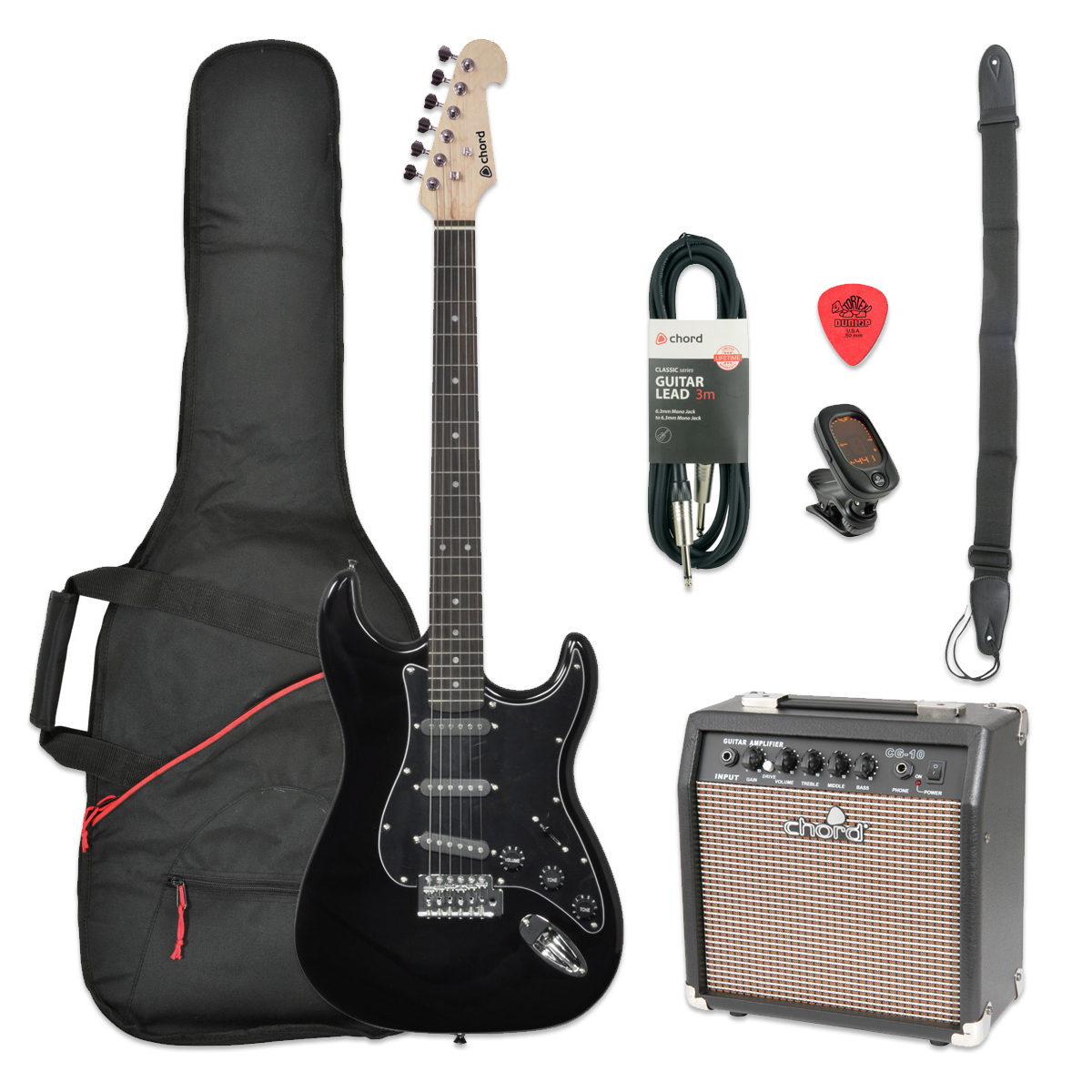Chord CAL63 Electric Guitar Starter Pack Black Zebra Muzik