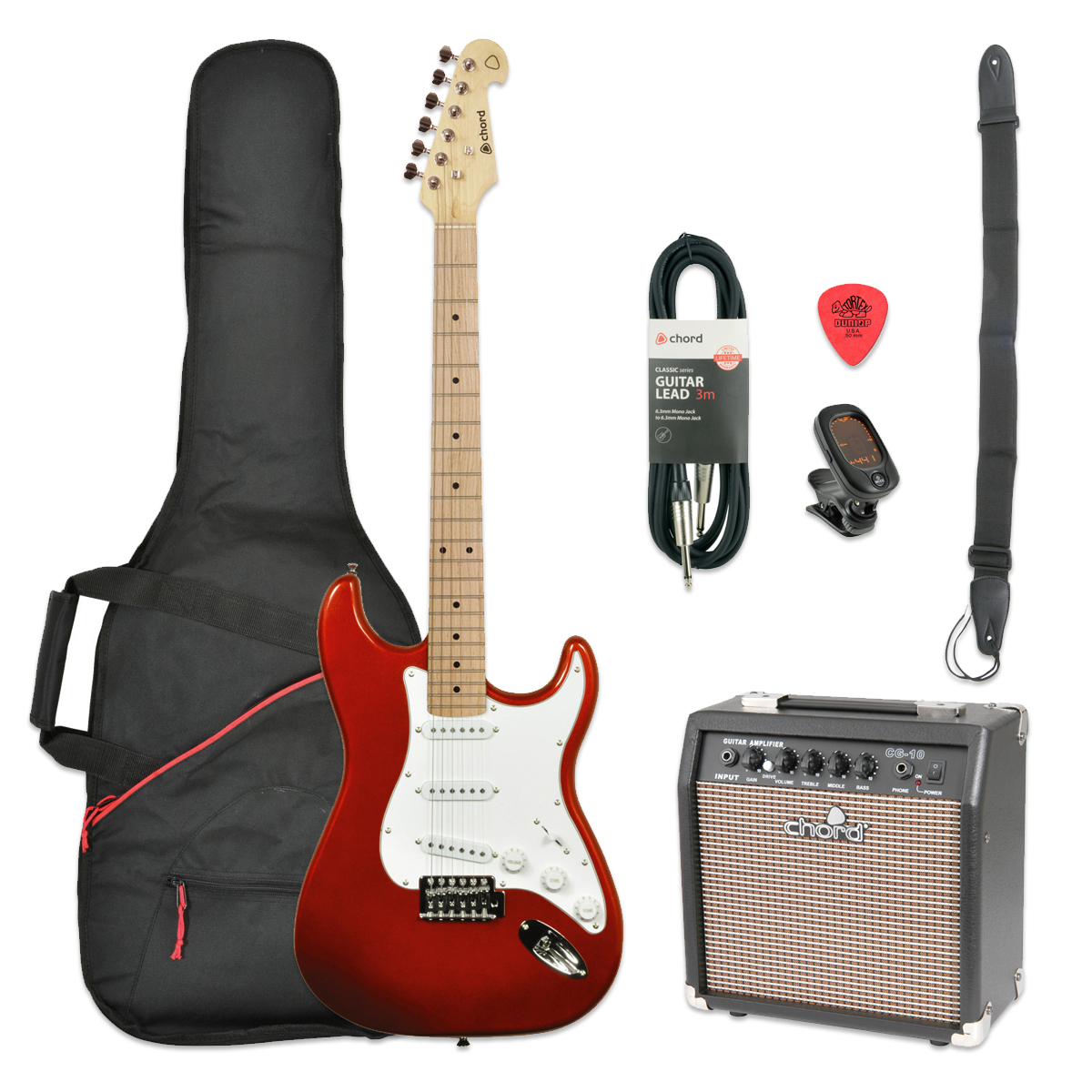 Chord CAL63 Electric Guitar Starter Pack Metallic Red Zebra Muzik