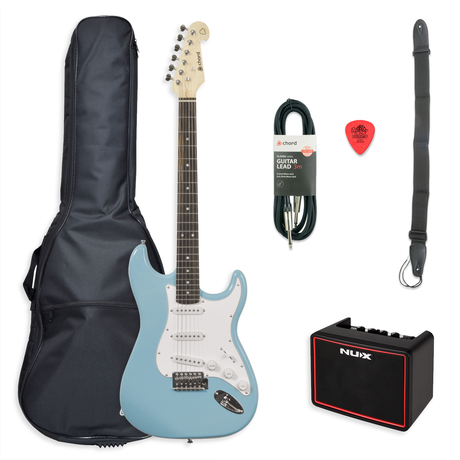 Chord CAL63 Electric Guitar Starter Pack Surf Blue Zebra Muzik