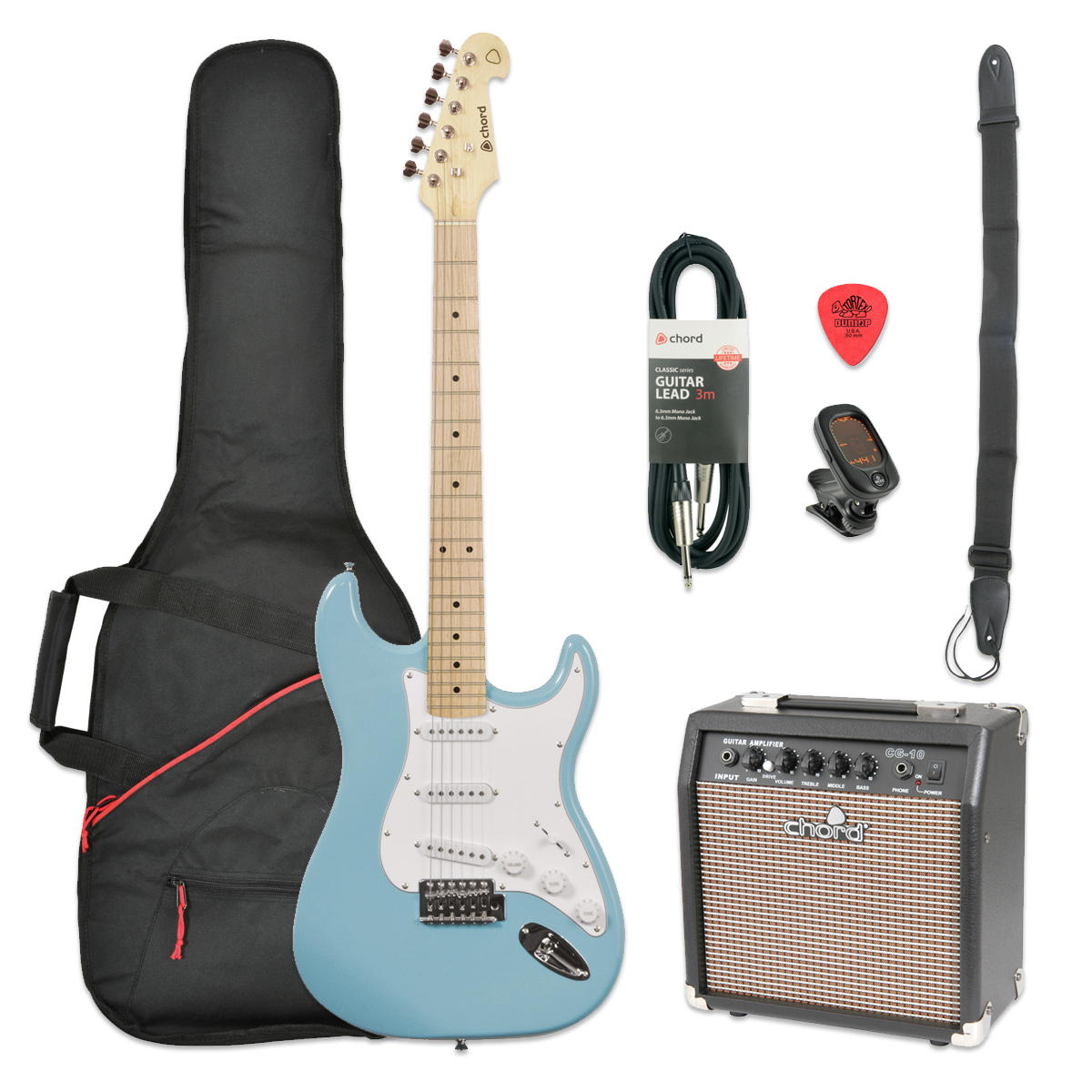 Chord CAL63 Electric Guitar Starter Pack Surf Blue Zebra Muzik