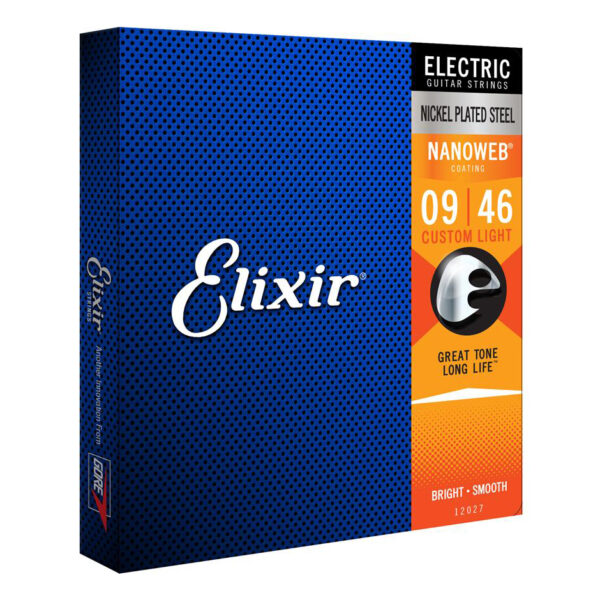Elixir Nanoweb Custom Light Electric Guitar Strings - 9-46 - Angle