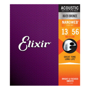 Elixir Nanoweb 80/20 Bronze Medium Acoustic Guitar Strings - 13-56
