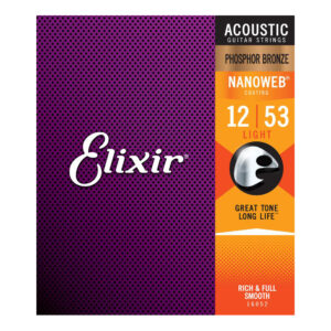 Elixir Nanoweb Phosphor Bronze Light Acoustic Guitar Strings - 12-53