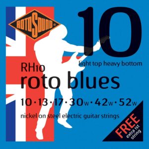 Rotosound Roto Blues Electric Guitar Strings - Light Top Heavy Bottom - 10-52